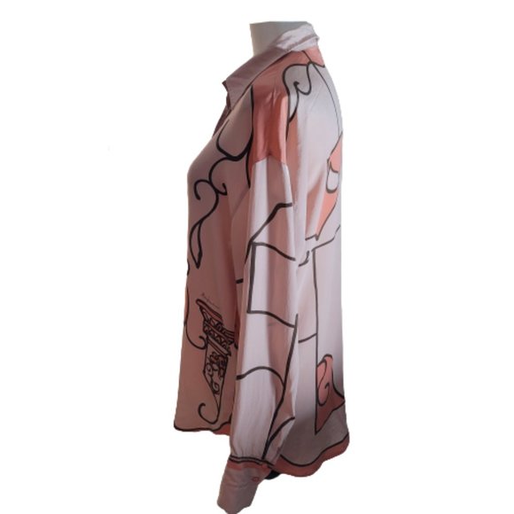 MARIO PUCCI CECCONI SIGNED ITALIAN 100% SILK VINTAGE 1960'S LONG SLEEVE BLOUSE - Picture 8 of 12